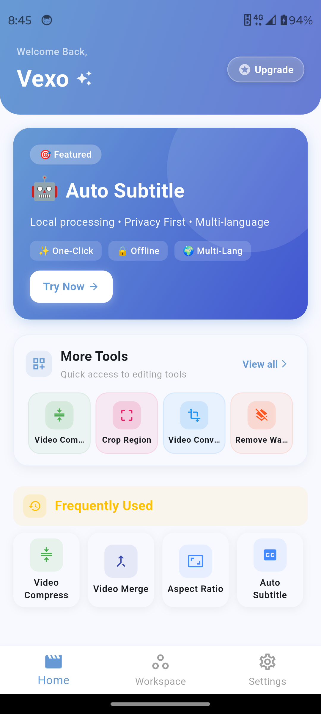 Vexo AI Subtitle Editor screenshot